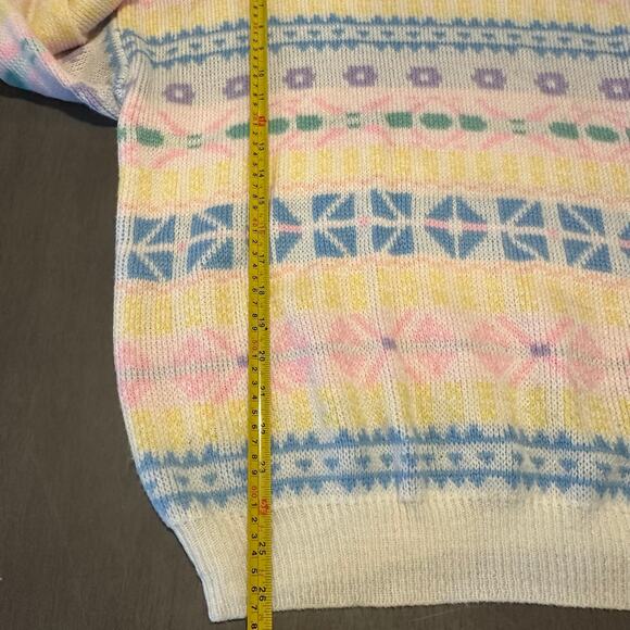Gitano Ma Vintage M Sweater Pastel Floral Crew Neck 80's Cosplay Easter Spring - Picture 5 of 8